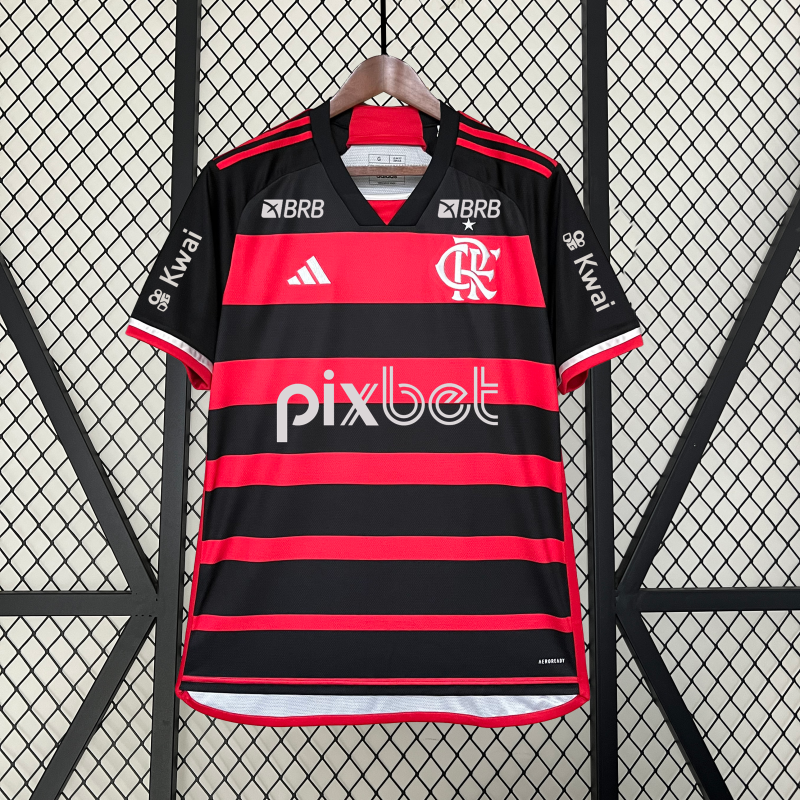 Camisa Flamengo I 24/25 + Patrocínios - Vermelha e Preta