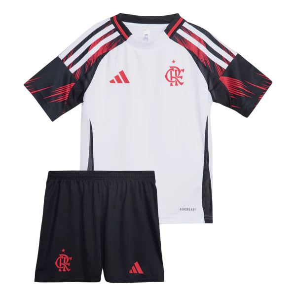 Conjunto Infantil Flamengo II 25/26 – Branco e Preto (Cópia)